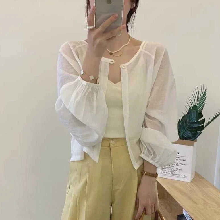 夏季防晒衣女短款衬衫设计感长袖防晒小衫外穿衬衣女气质休闲上衣