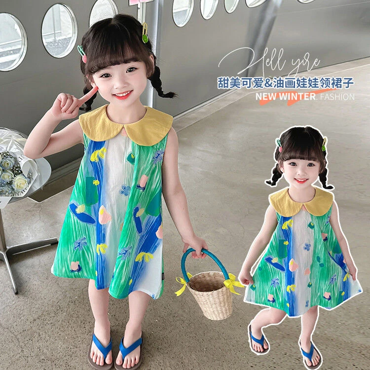 女童无袖连衣裙夏装新款洋气宝宝公主裙小女孩背心裙儿童夏季裙子
