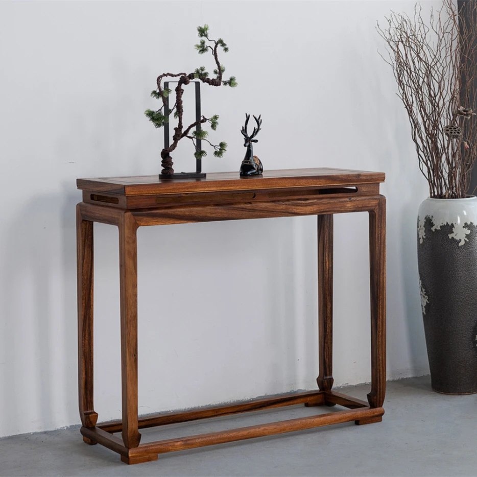 新中式实木梳韵玄关桌简约上档次胡桃木玄关柜条案桌藏式柜端景柜