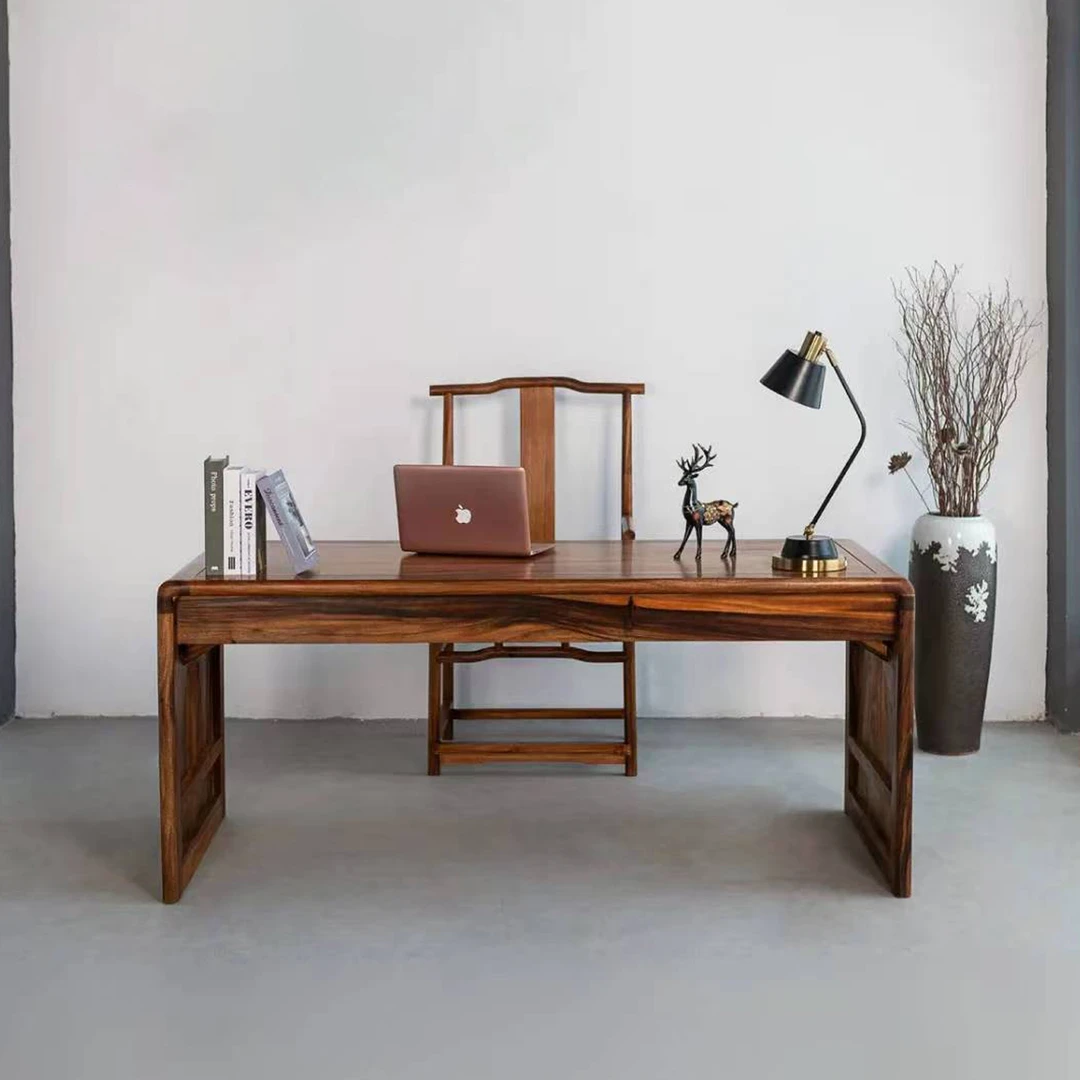 南美胡桃木中式实木书桌客厅圆梦书房工作台办公书画学习桌合办公