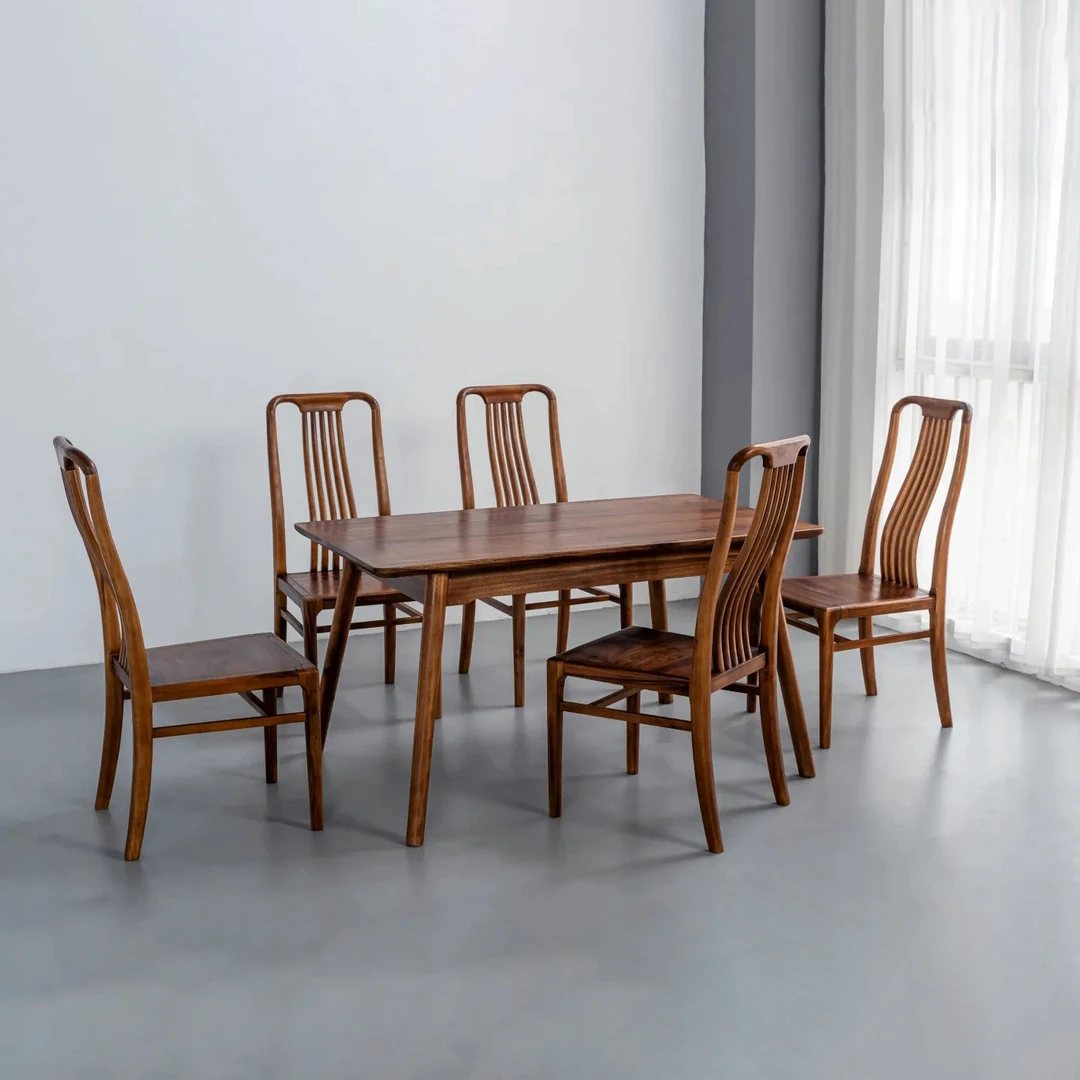 新中式胡桃木风情餐桌长方形书桌工作台极简现代意式全实木餐桌椅