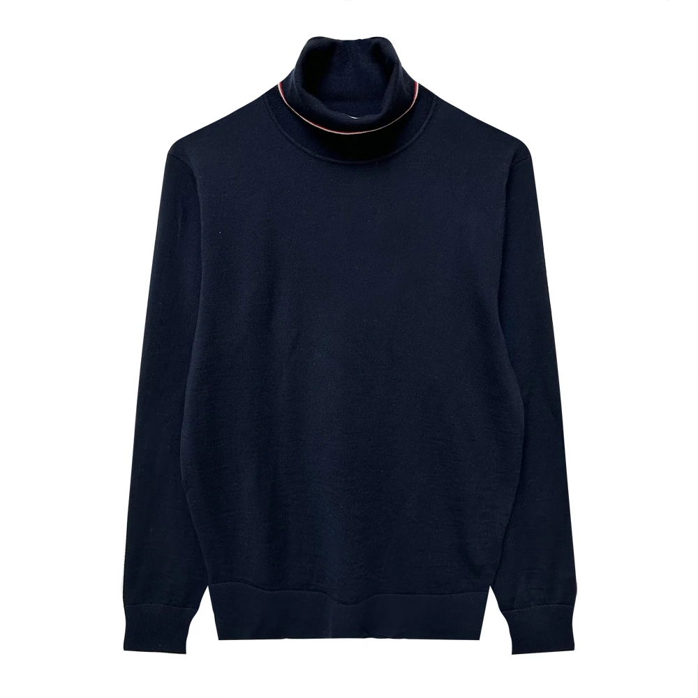 Dite迪特男士春秋款蓝色休闲时尚百搭针织长袖套头半高领羊毛衫