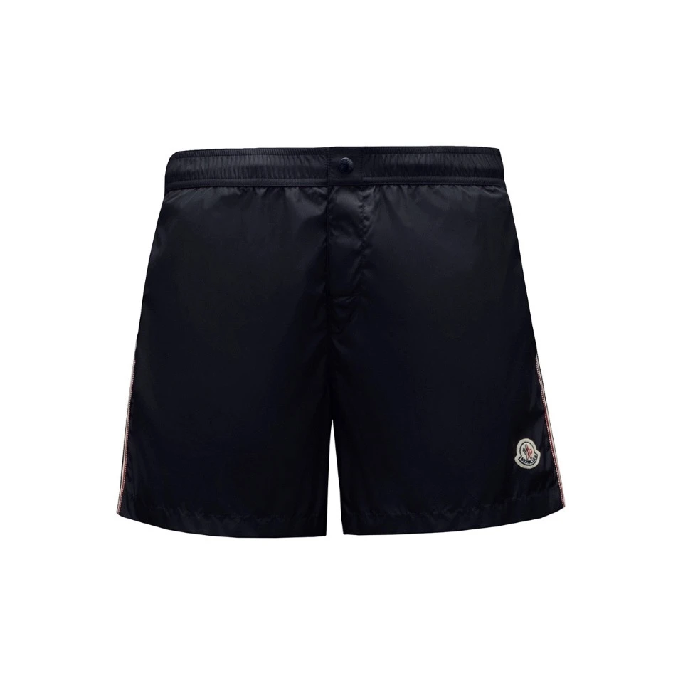 未使用 MONCLER 盟可睐经典罗缎合身休闲短裤男款黑色深蓝色