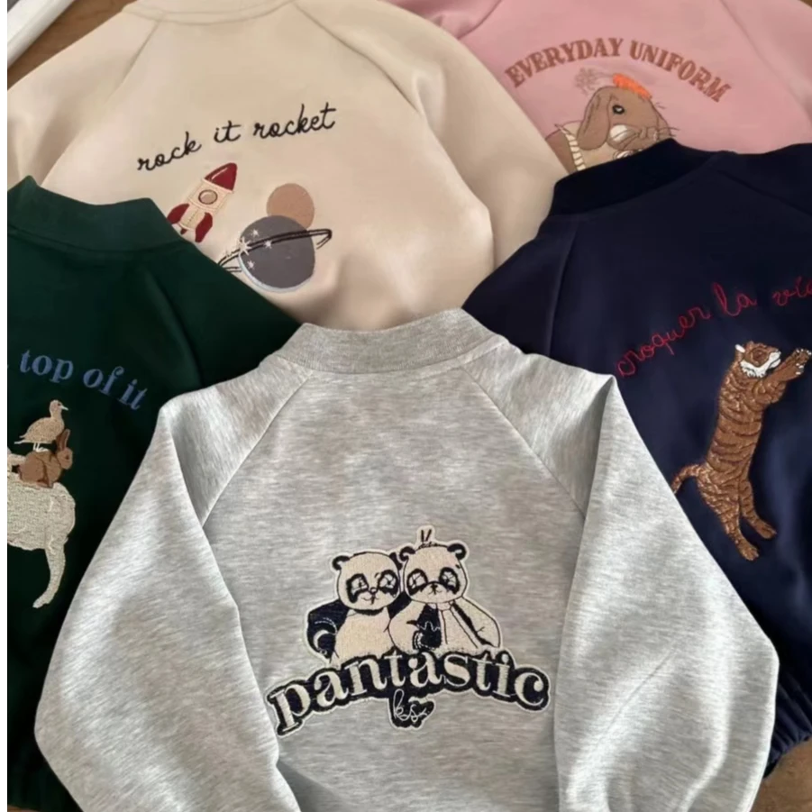 【小治粉丝专属】洋气休闲儿童外套卡通刺绣上衣棒球服 1733 h002