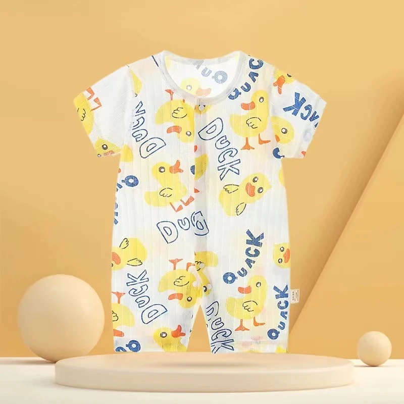 夏装衣服男女新生宝宝连体满月百天夏季薄款纯棉透气柔软舒适