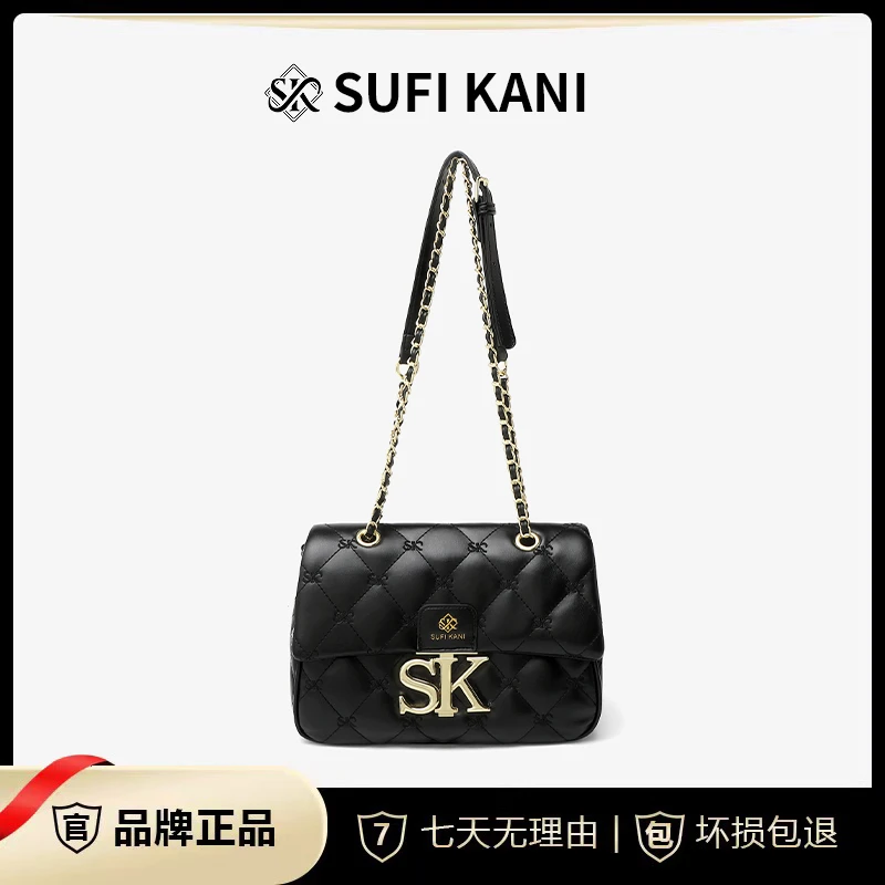 SUFI KANI 新款时尚高级轻奢百搭单肩斜挎包9039#-黑色