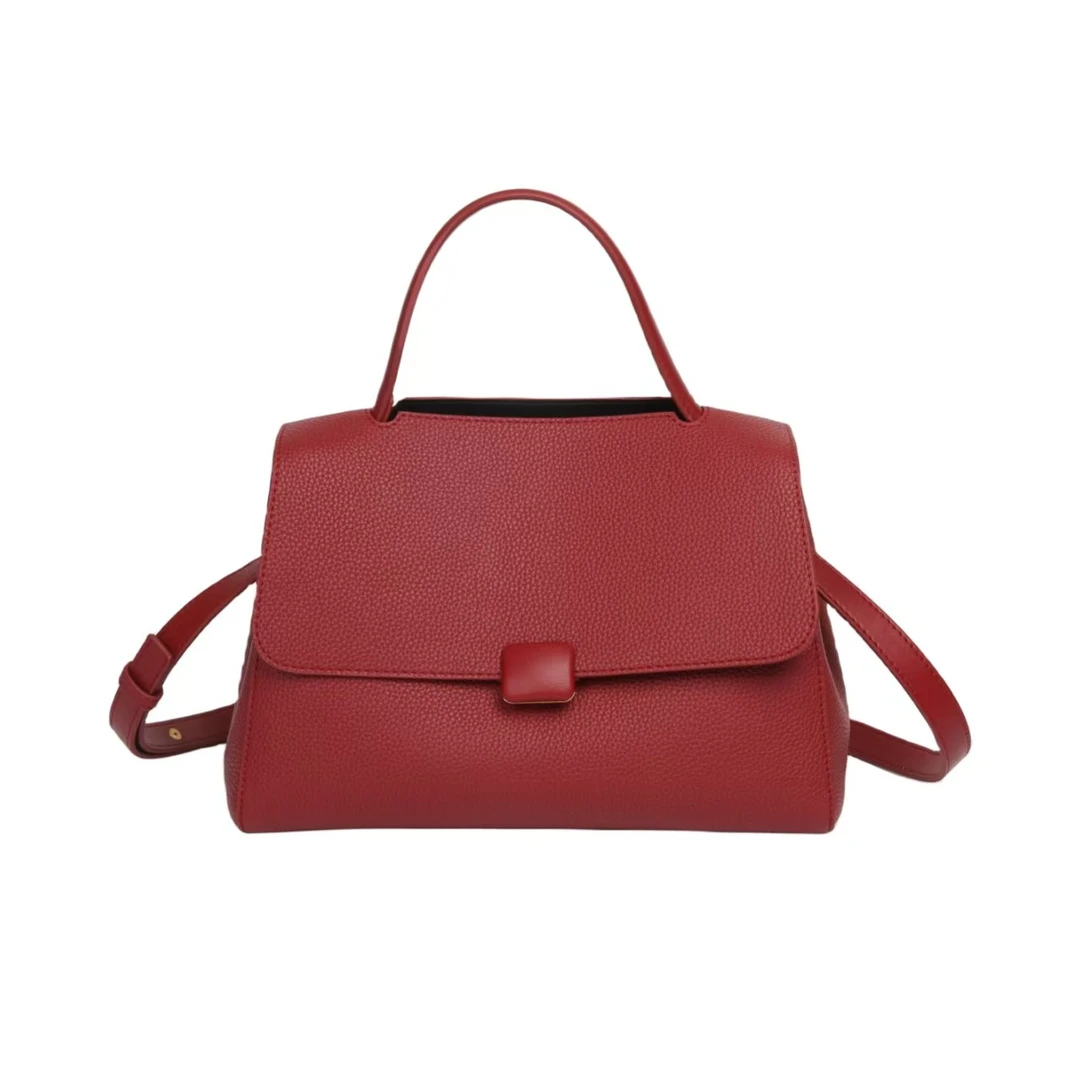 【静姐补贴】高级感时尚女士手提包通勤托特包包方扣包0638红
