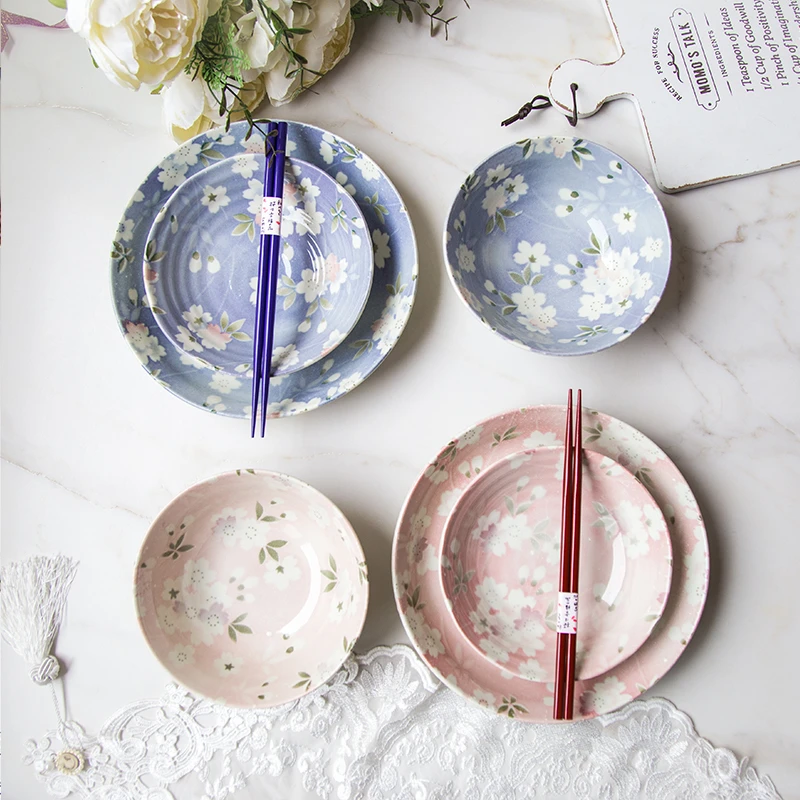 【瓷质细腻 雪花釉工艺】AITO宇野千代樱吹雪系列美浓烧陶瓷碗盘子