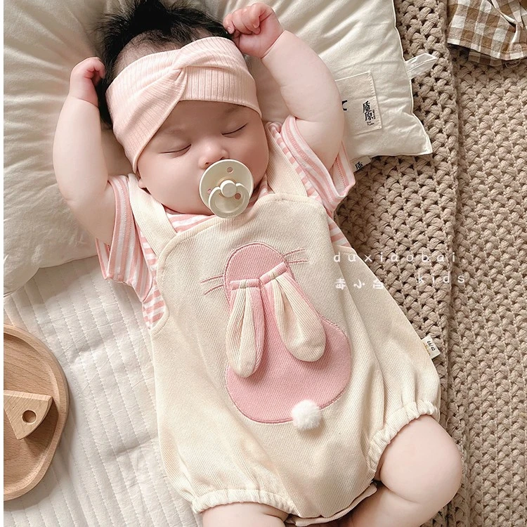 婴儿夏装连体衣女宝宝满月衣服超萌百天宴公主哈衣夏季薄款包屁衣