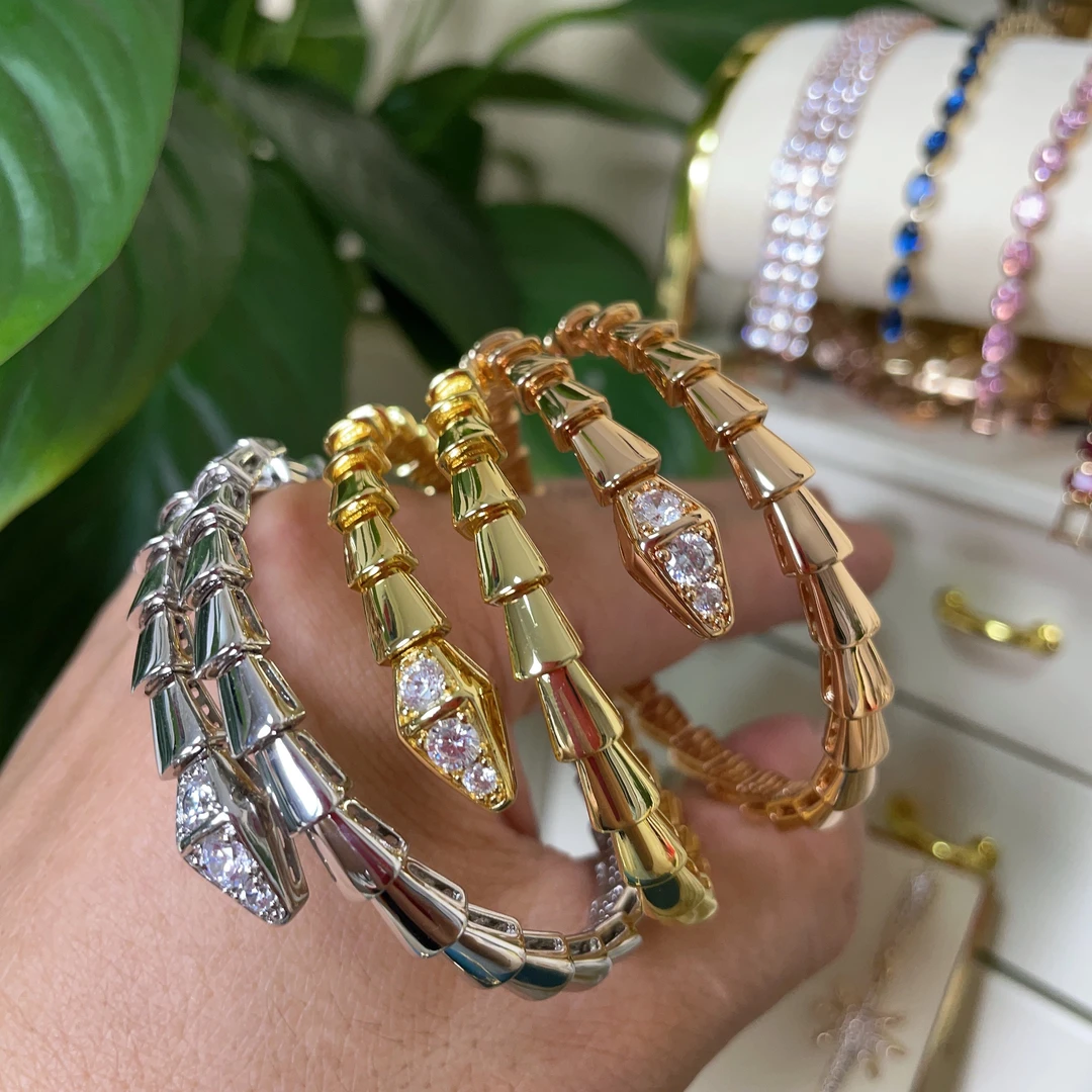 铜合金合成锆石手镯 （宠粉专享）高版本精工灵蛇头尾带锆手镯0801.