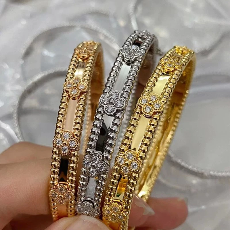 铜合金合成锆石手镯 （宠粉专享）高版本四叶花立体万花筒手镯0809