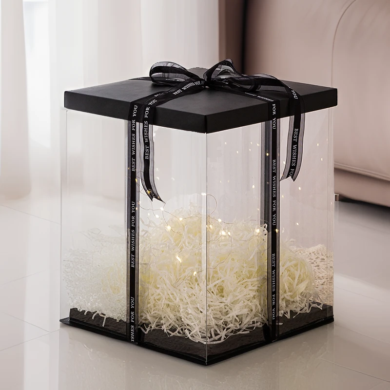 透明礼物盒高级感礼品盒鞋子篮球零食包装盒生日礼盒花束包装盒子