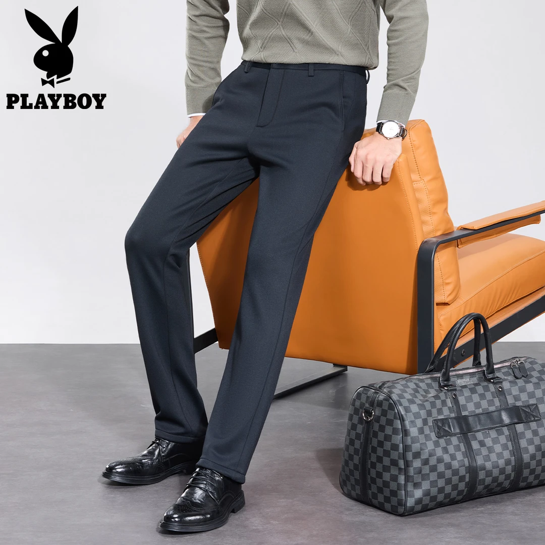 轻商务休闲春秋新款直筒宽松黑色西装长裤子男士