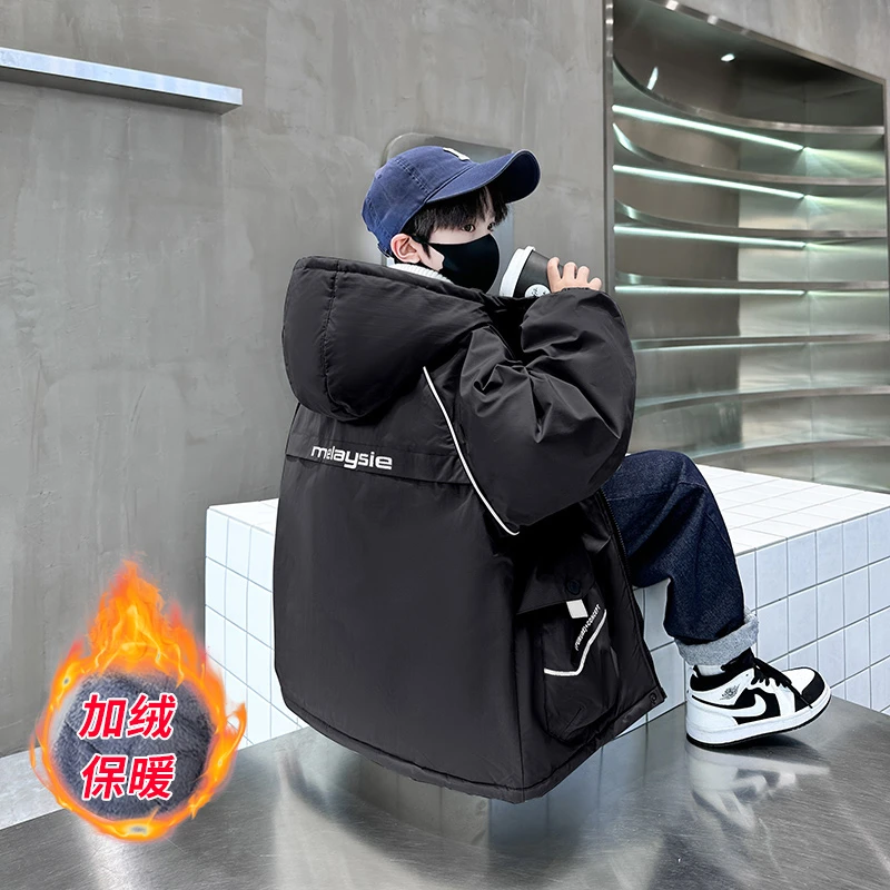 【高品质棉服】男童外套冬款2024新款冬季派客服大儿童加绒加厚外套