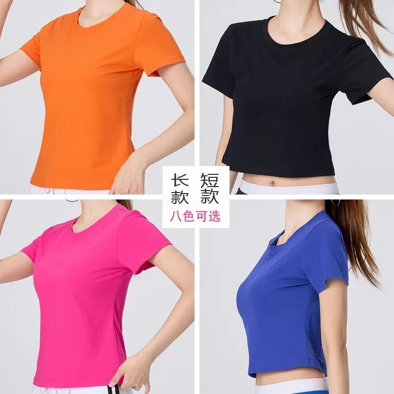 广场舞服装新款纯棉短袖t恤女运动团体操健身跳舞蹈衣服宽松夏季