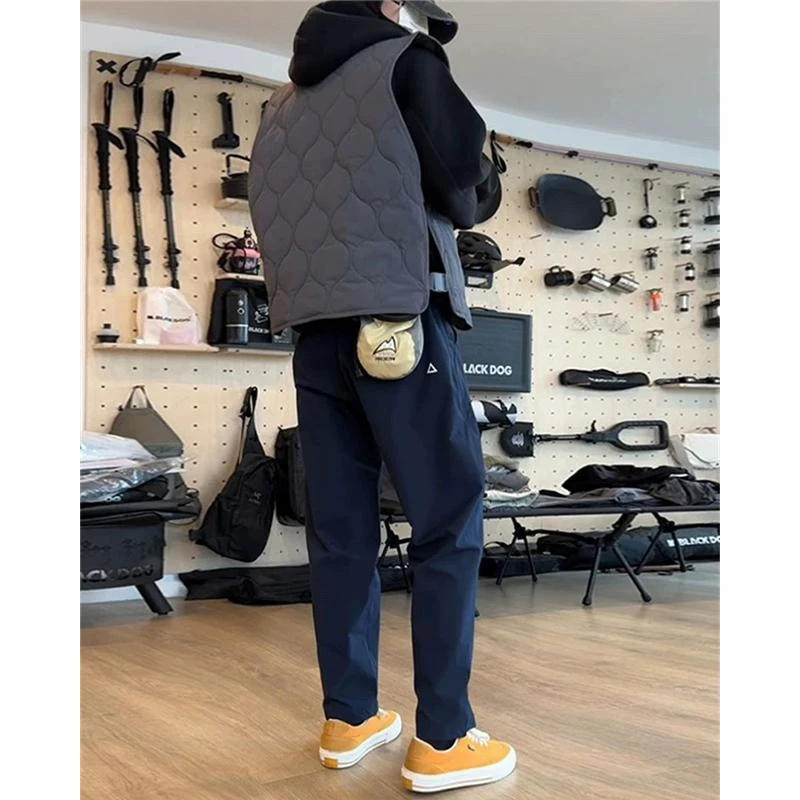 藏青色加绒冲锋裤男款秋冬美式机能防水工装裤直筒速干户外登山裤