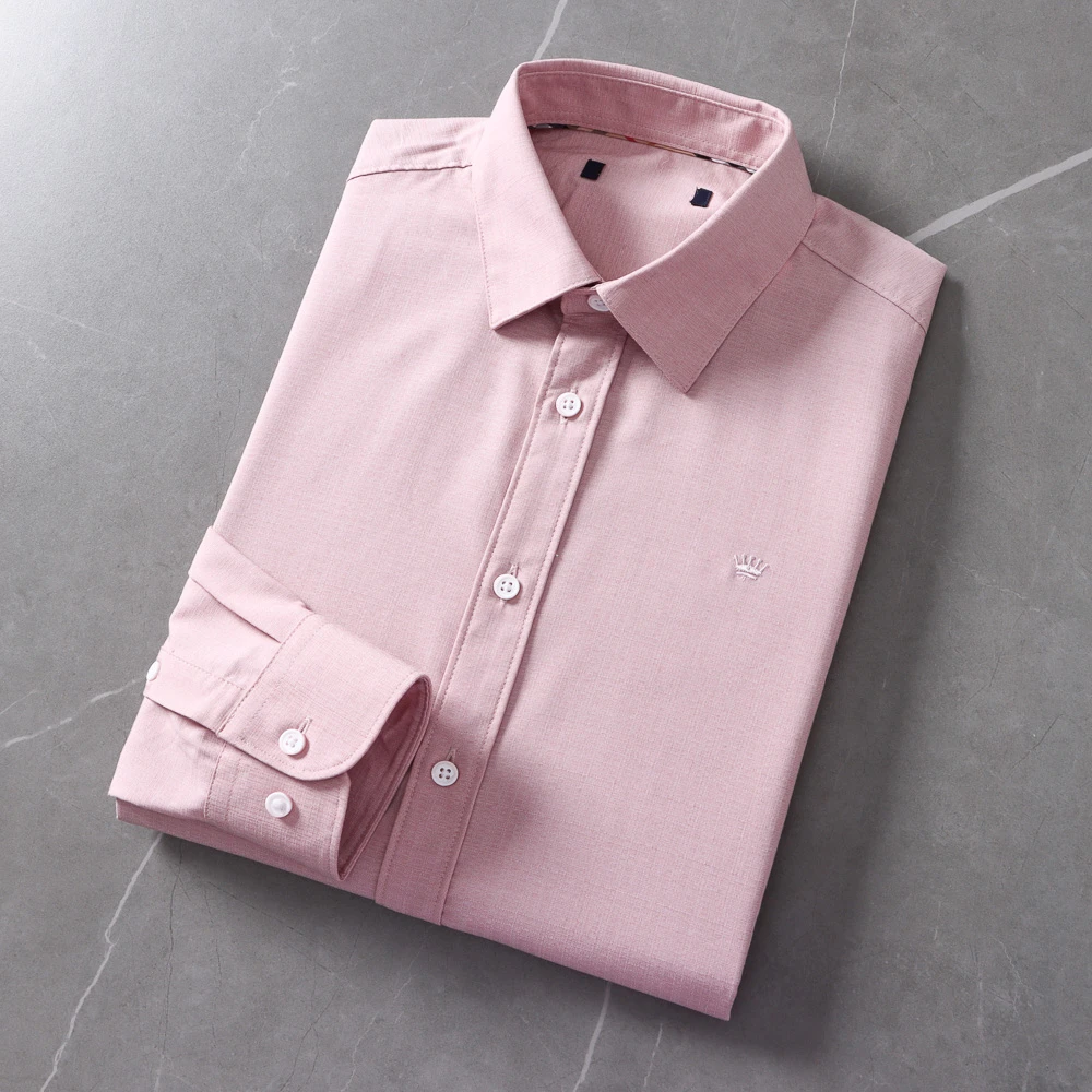 刺绣！商务百搭！撤柜剪标男士男装薄款衬衣透气舒适长袖纯色衬衫