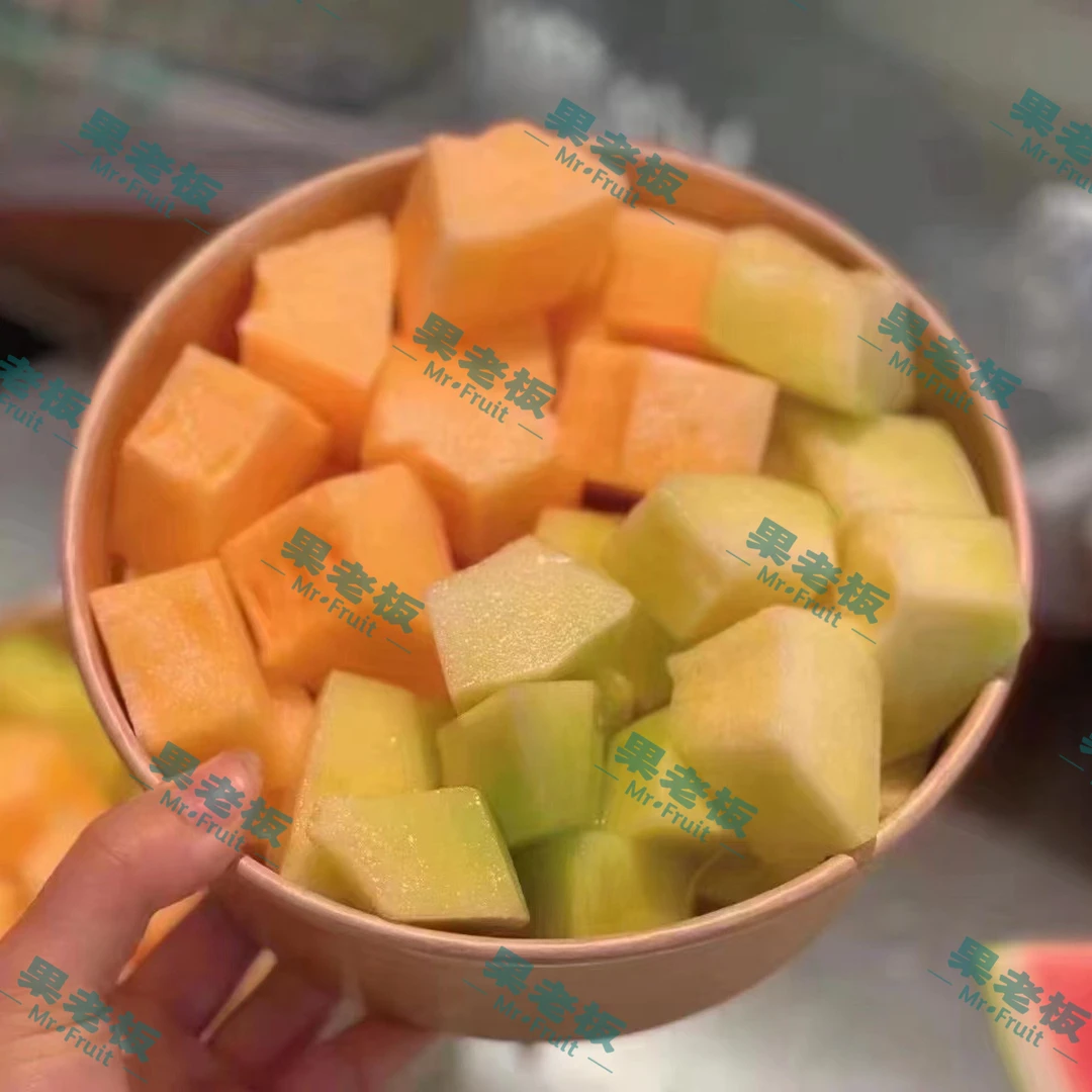 【果老板】哈蜜瓜牛三网纹瓜双拼(750ml盒装不低于450克)鲜果切小时达