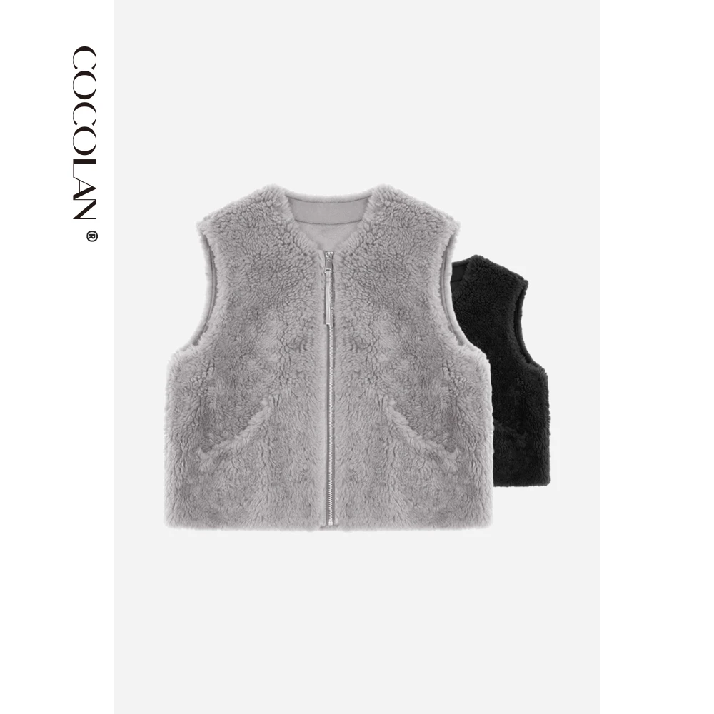 COCOLAN【典藏】绵羊毛外套皮毛一体马甲CL8MJ802