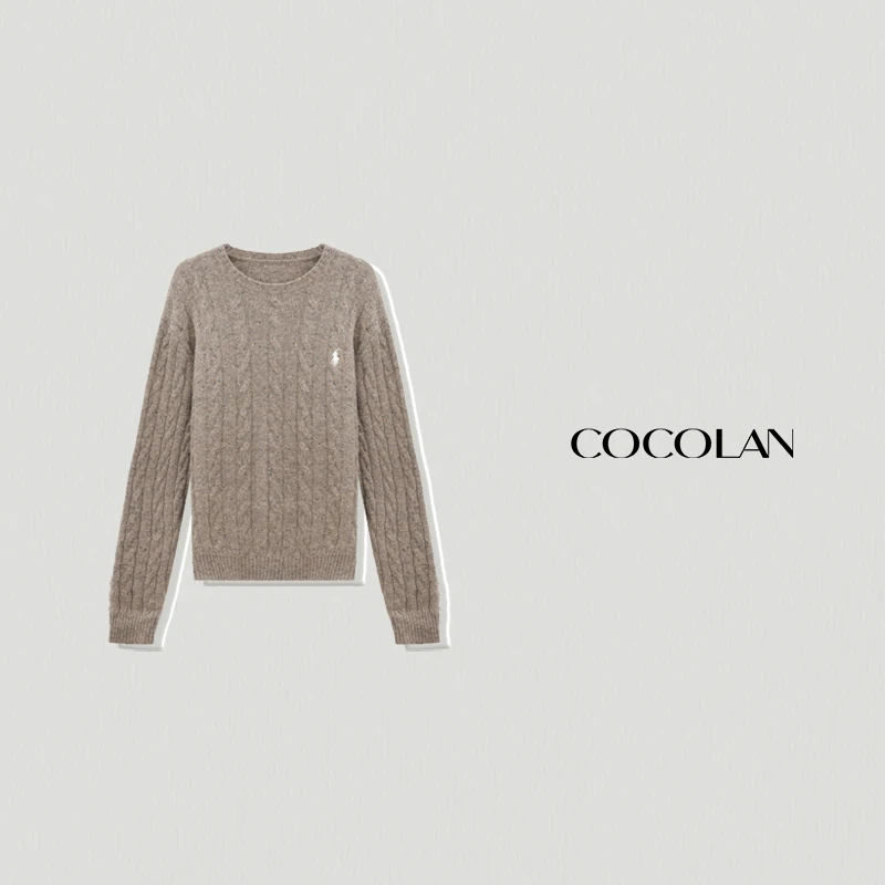 【拉夫彩纱】编织麻花工艺时尚百搭款羊毛圆领针织衫CL6MY2213