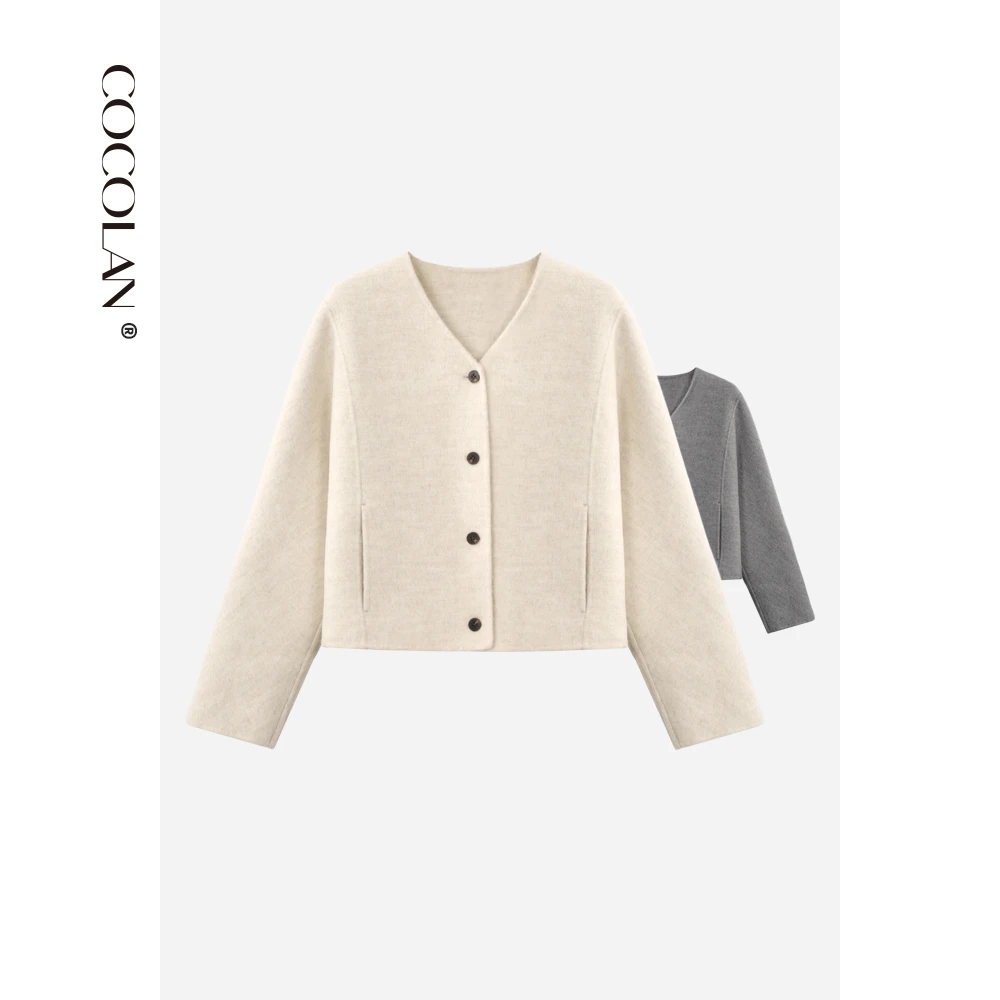 COCOLAN【情书】秋冬绵羊毛羊驼毛短款大衣女CL8DY8887