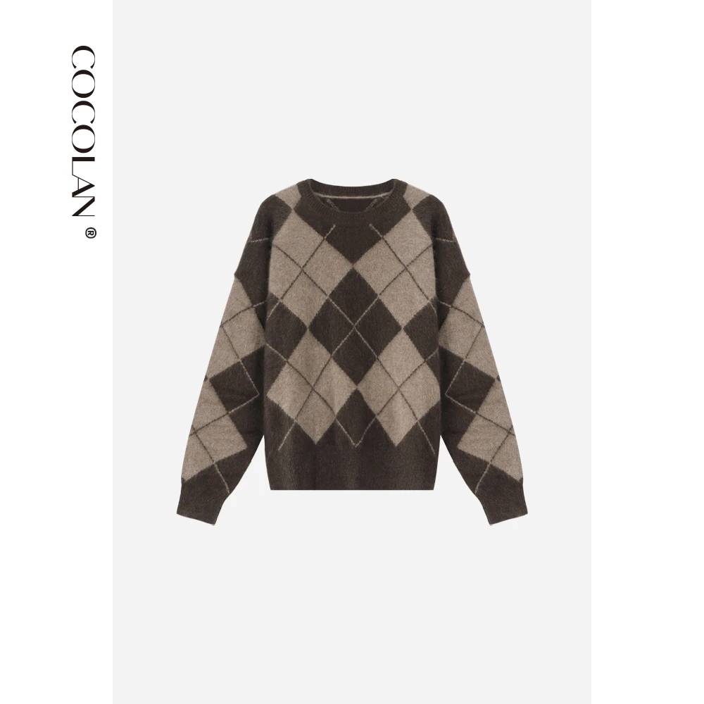 COOLAN【菱格】100耗牛绒撞色菱格毛衣CL6MY1000