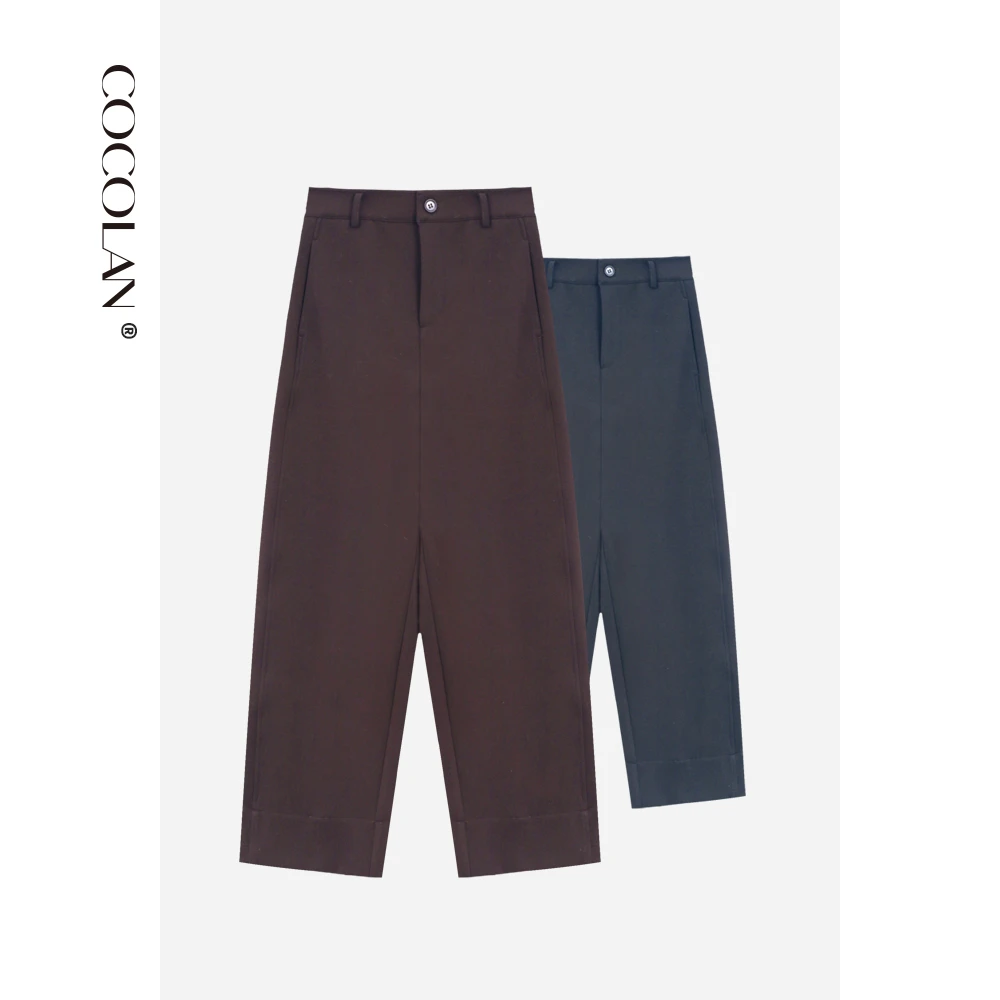 COCOLAN【山岚】绵羊毛醋酯九分裤休闲裤女CL6K2733