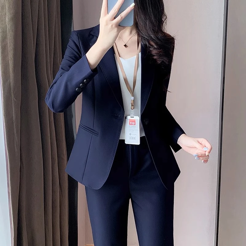 高端职业西装外套女春秋季气质高级感通勤西服套装酒店银行工作服