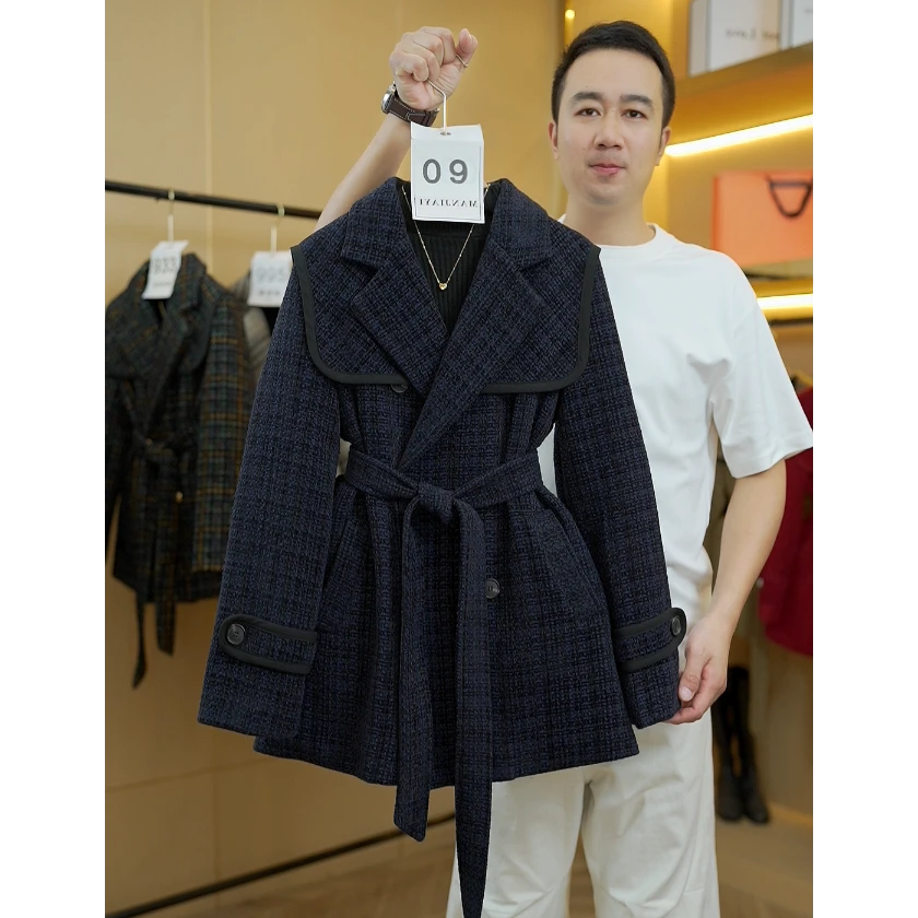 秋冬新款加棉加厚显瘦气质时尚原创设计师款女士外套