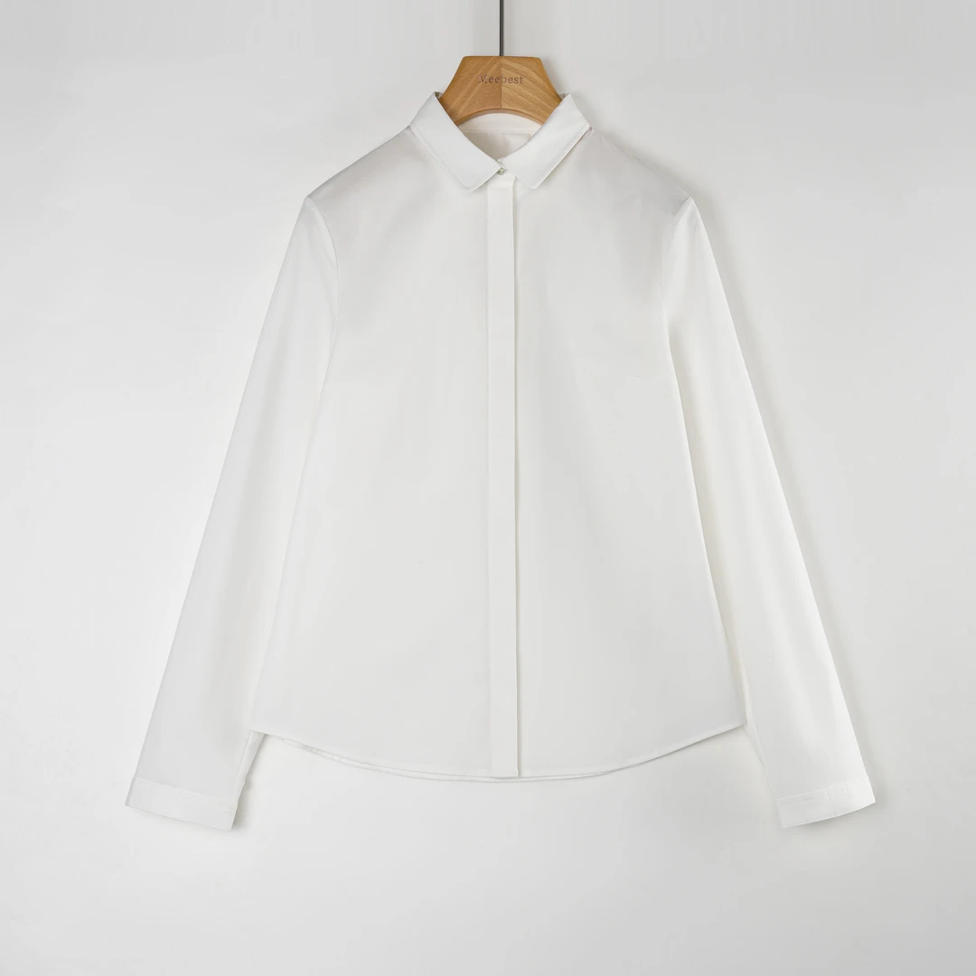 【meebest】(原290)干净利落~极简百搭高支弹力棉长袖衬衫C24312