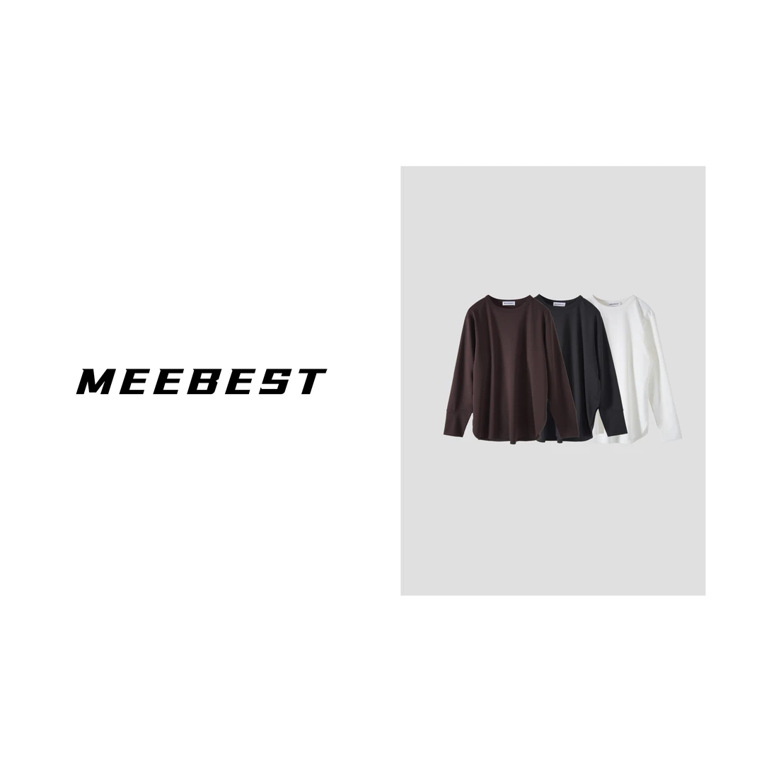 【meebest】(原149)"百搭神器"~  高品质显瘦遮肉圆领长袖T恤T23597