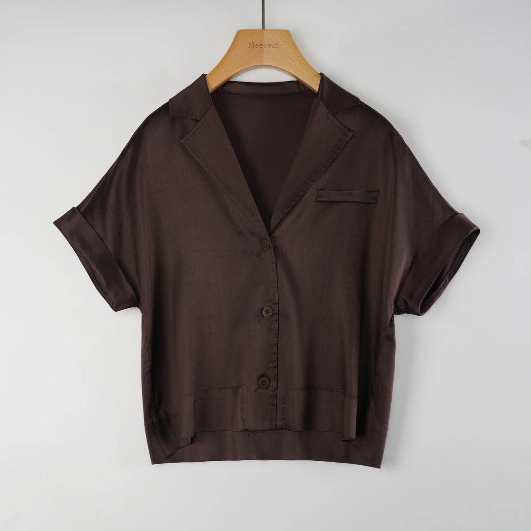 【meebest】高级有型丝羊毛短袖衬衫SJS21628