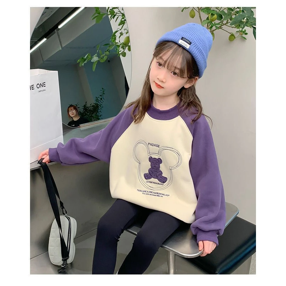 童装女童春秋卫衣2023新款韩版洋气儿童秋冬款加绒小女孩冬季上衣