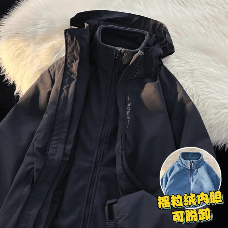 美式冲锋衣男三合一秋冬季户外运动可拆卸帽百搭夹克保暖冲锋衣