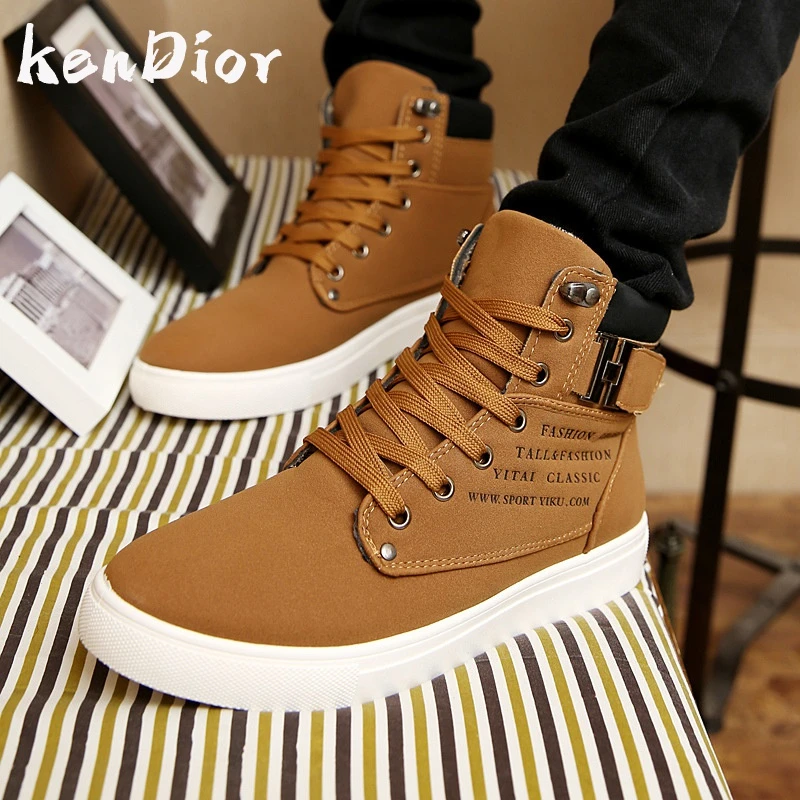 2024新款韩版男鞋高帮板鞋 复古休闲系带男式潮流马丁靴