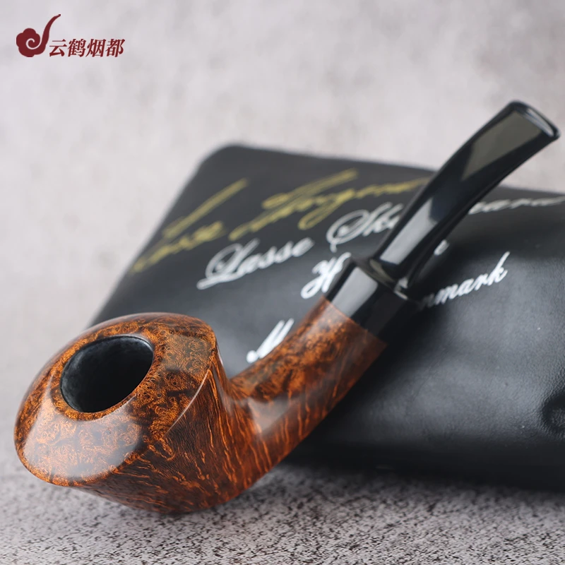 云鹤烟都丹麦Lasse拉塞手工石楠木烟斗光面深棕都柏林3