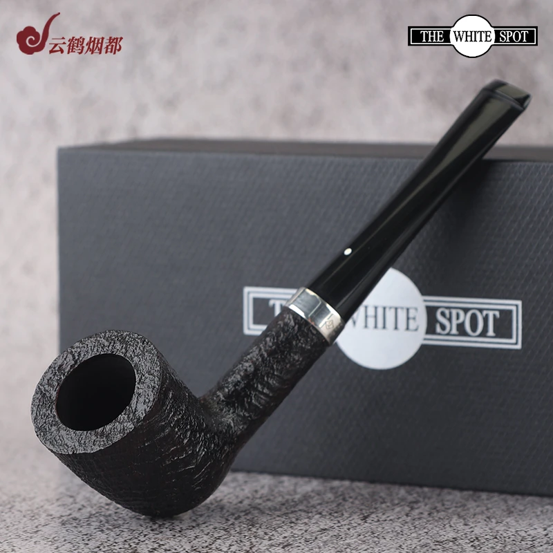 云鹤烟都英国进口The White Spot石楠木烟斗 ShellBriar 3105银圈