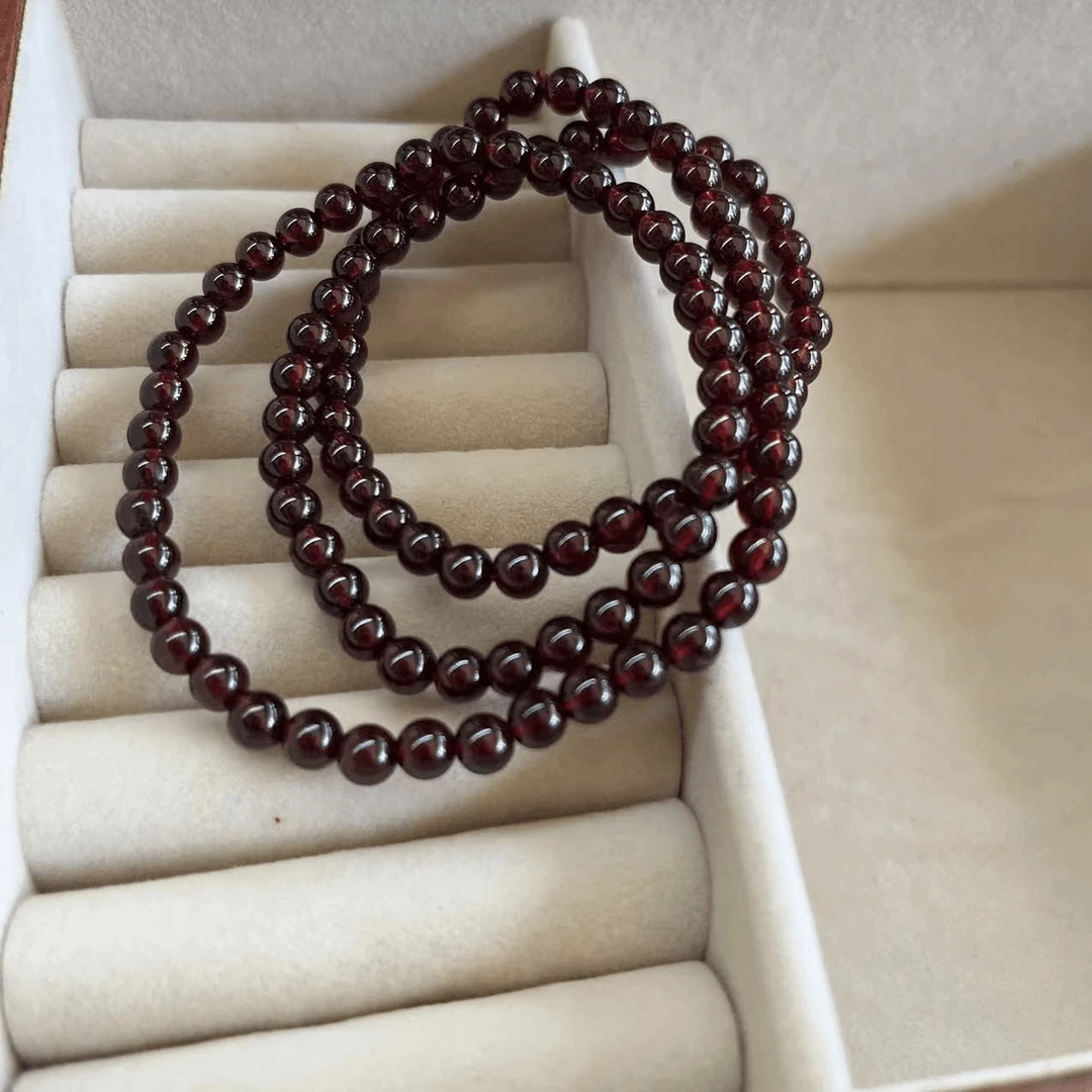 非金属玻璃手链 【荣姐自产自销】荣姐同款三圈石榴手链