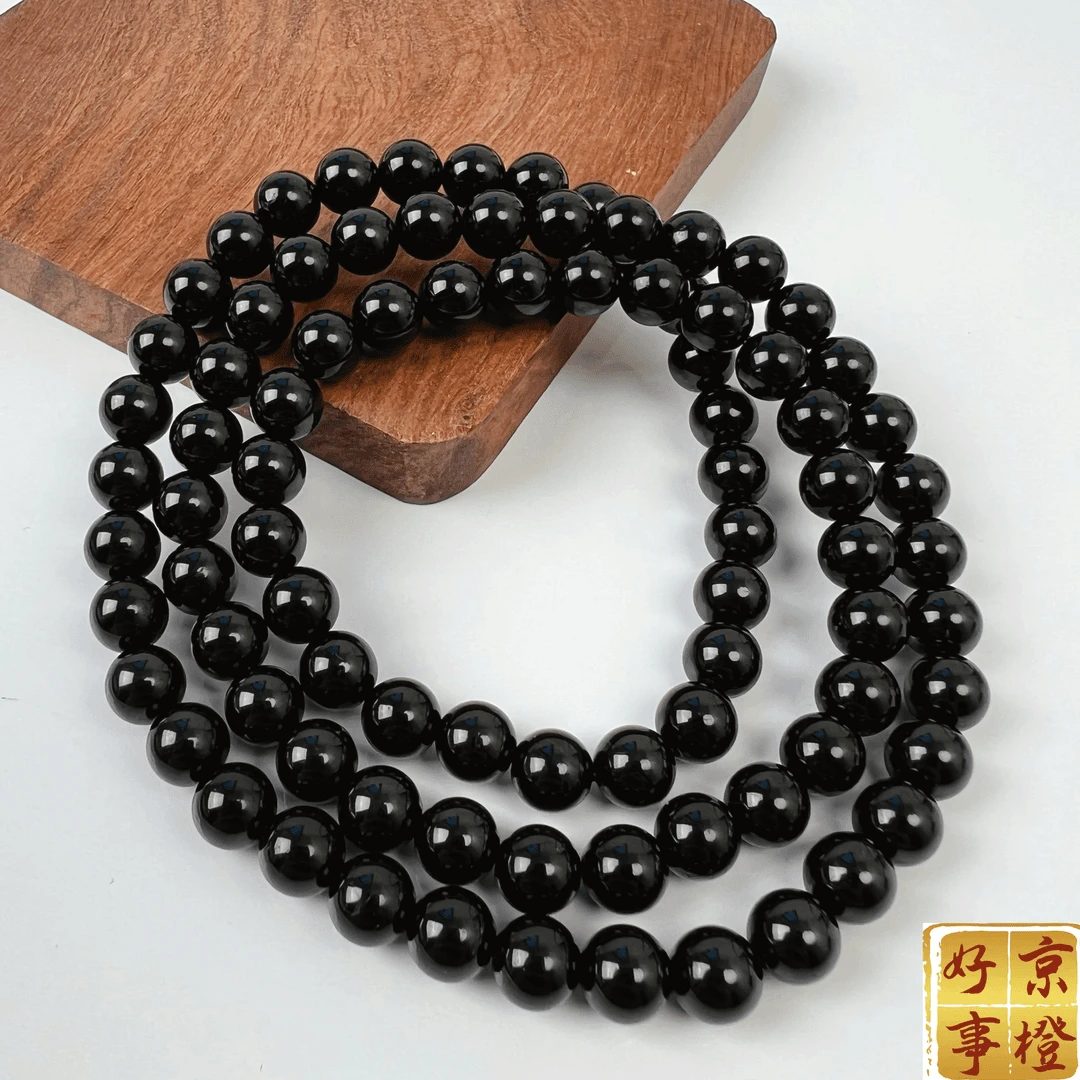 非金属仿珍珠手链 【荣姐自产自销】三圈黑碧圆珠手链