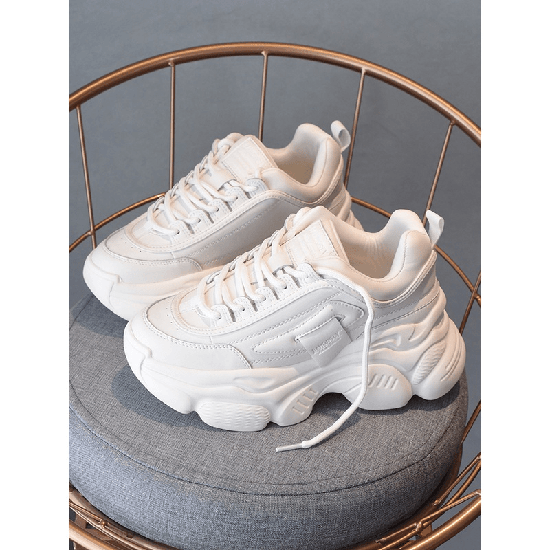 小白鞋女鞋厚底增高老爹鞋女爆款2024新款百搭软皮运动鞋子