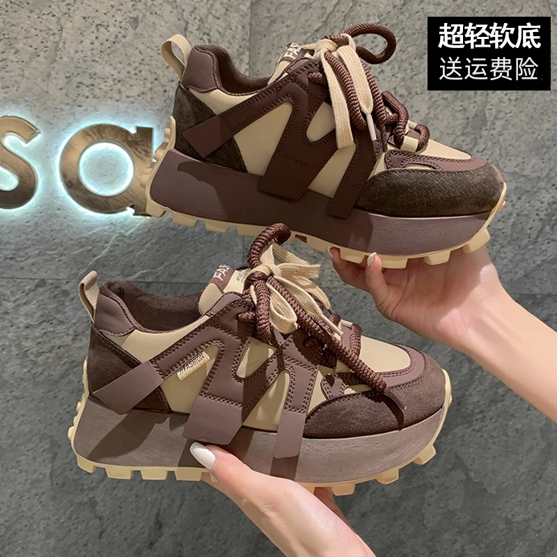 厚底小个子增高老爹鞋女款2024秋季新款女鞋透气运动阿甘鞋