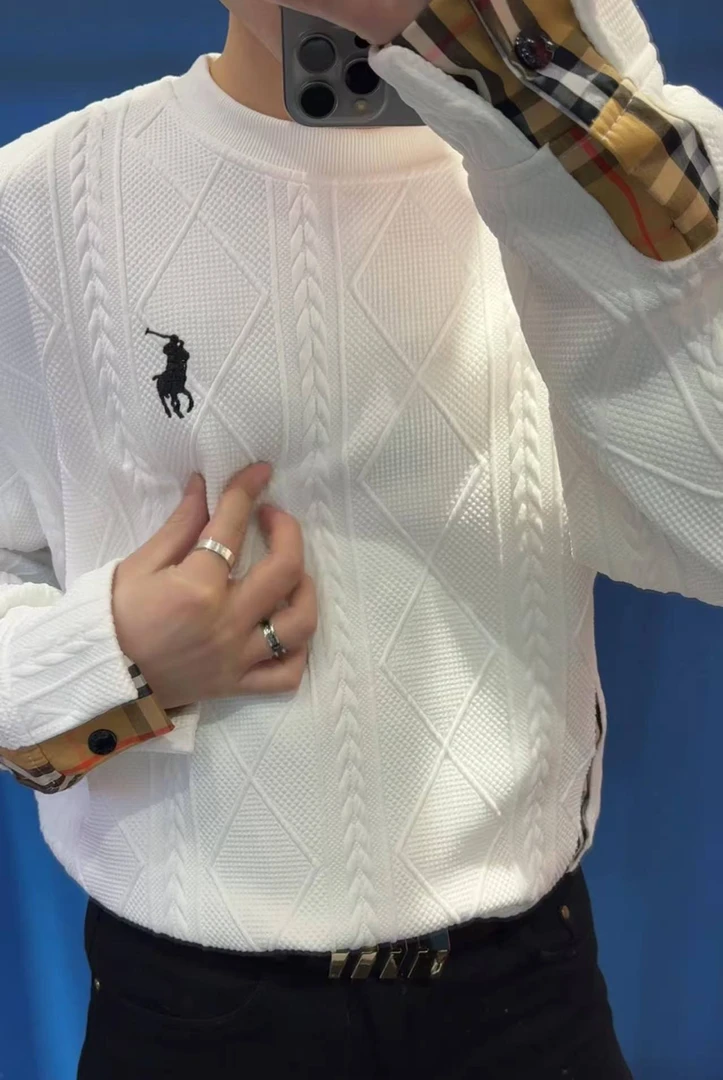 2024秋冬季新款拼接潮流百搭欧货长袖圆领针织打底轻奢欧货