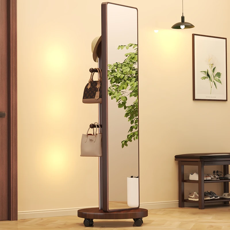 旋转全身镜落地镜家用挂衣架一体穿衣镜卧室可移动衣帽架试衣镜子