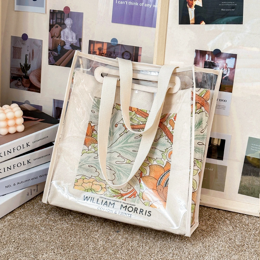 新款果冻防水帆布包包女学生通勤大包手提单肩大容量上课托特包