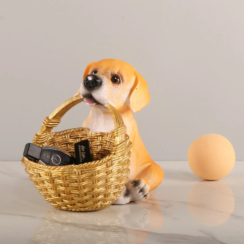 创意狗摆件放钥匙收纳盒动物玄关茶几客厅动物猪装饰品置物乔迁