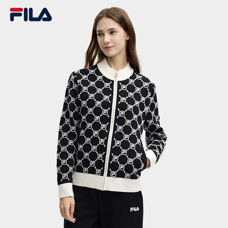 FILA/斐乐女款春秋新品气质高级休闲满印棒球领外套F11W518401F