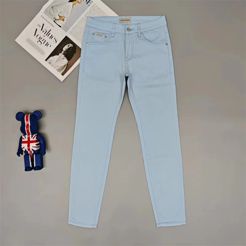 2025春夏新款时尚高端简约百搭舒适休闲裤修身小直筒男士牛仔裤子