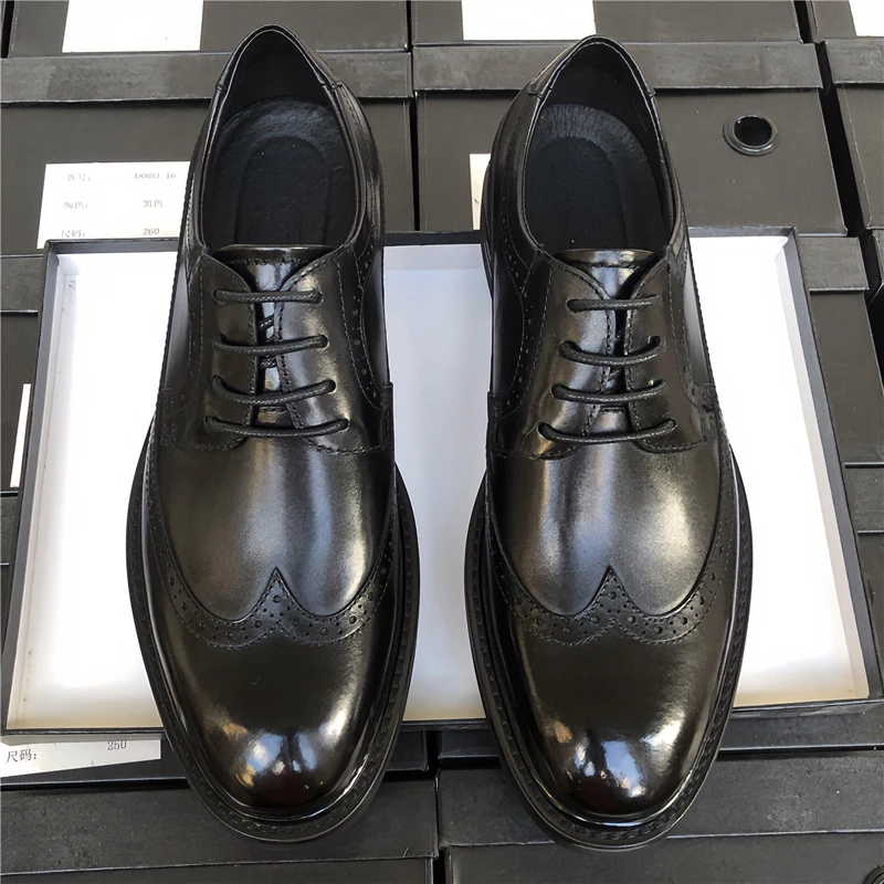 高档布洛克雕花皮鞋男商务正装真皮休闲透气西装工作鞋男士结婚鞋