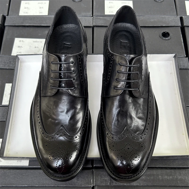 布洛克皮鞋男正装商务德比鞋真皮休闲透气新郎结婚鞋男士皮鞋高档