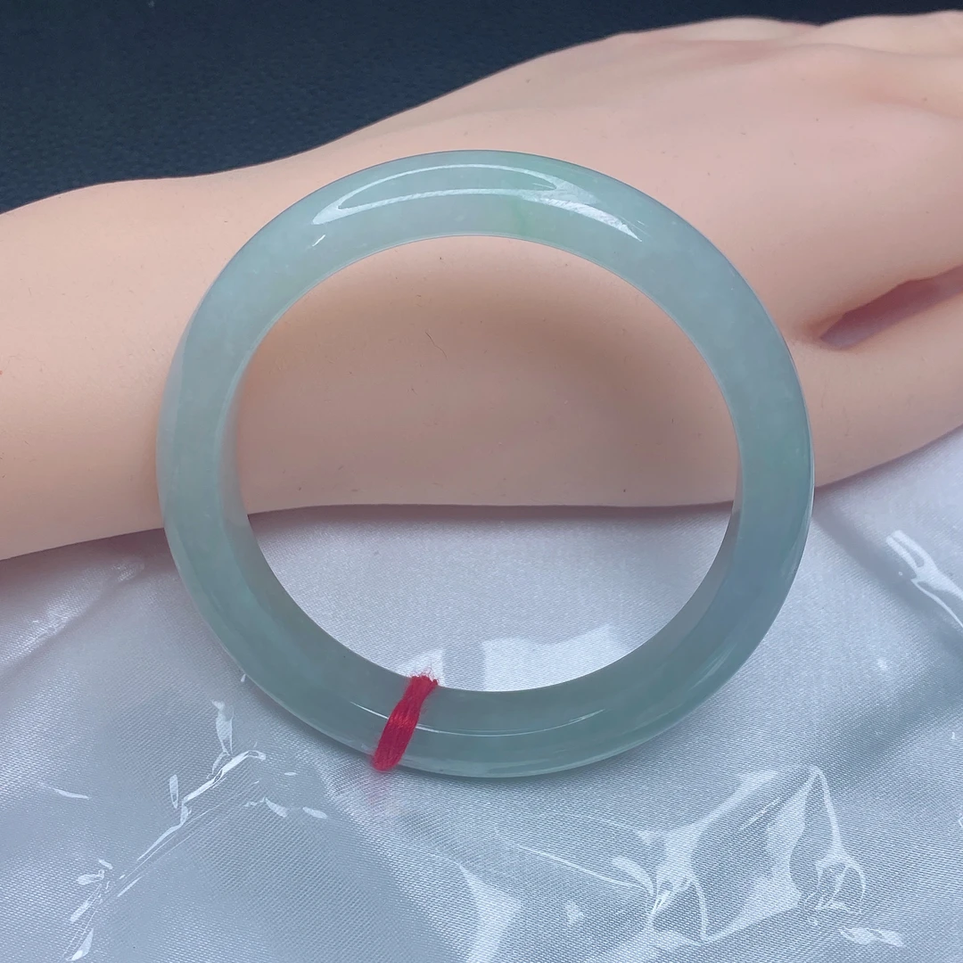 174 缅甸天然翡翠A货手镯 58圈冰糯种翡翠正圈手镯